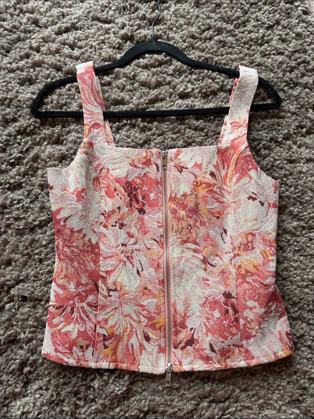 VICI Floral Zip-Front Tank Top
